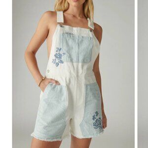 Lucky Brand Laura Ashley Embroidered Short Overalls